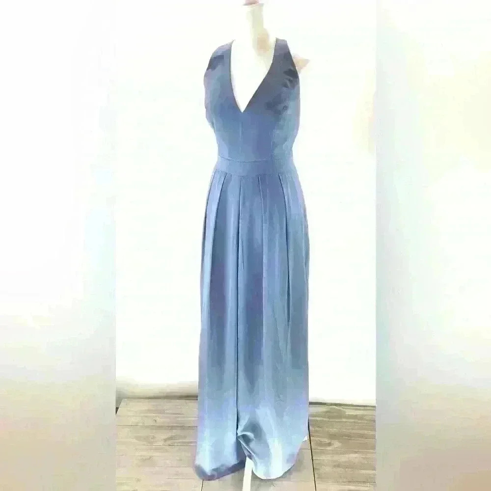 12 DESSY VIVIAN DIAMOND Women Dress Romper Jumpsuit Blue Bridesmaid PantsD11